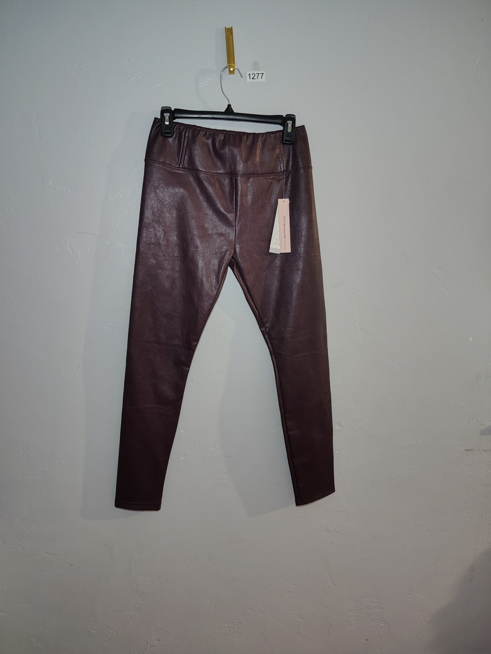 Aqua Faux Leather Straight Leg Pants in Deep Plum